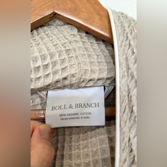 Boll & Branch organic cotton waffle knit Womens robe size L - Picture 2 of 9